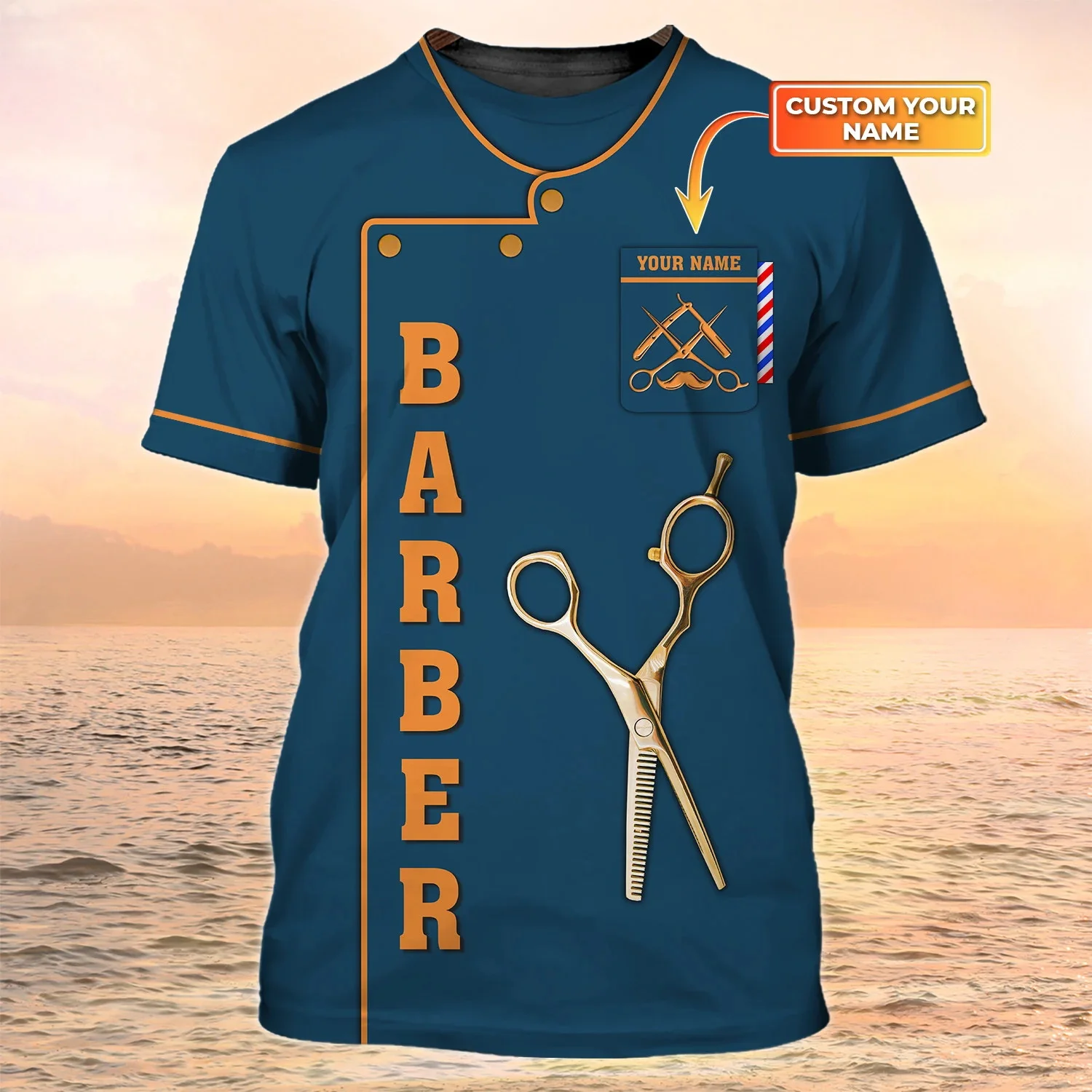 

PLstar Cosmos Newest Summer Mens T-shirt Barber Shop Custom Name 3D Printed T Shirt Unisex Casual Shirt Barber Uniform DW91