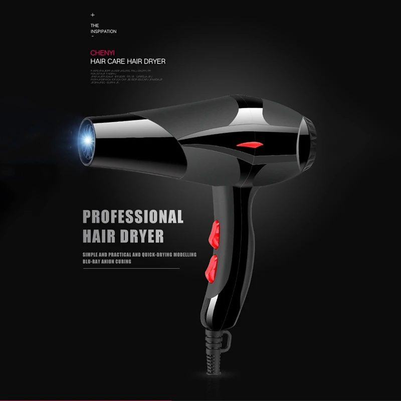 4X Professional Electric Hair Dryer Salon 3 Speed 2 Heat Hairdressing Blow 1000W Salon Blow Dryer EU Plug enlarge