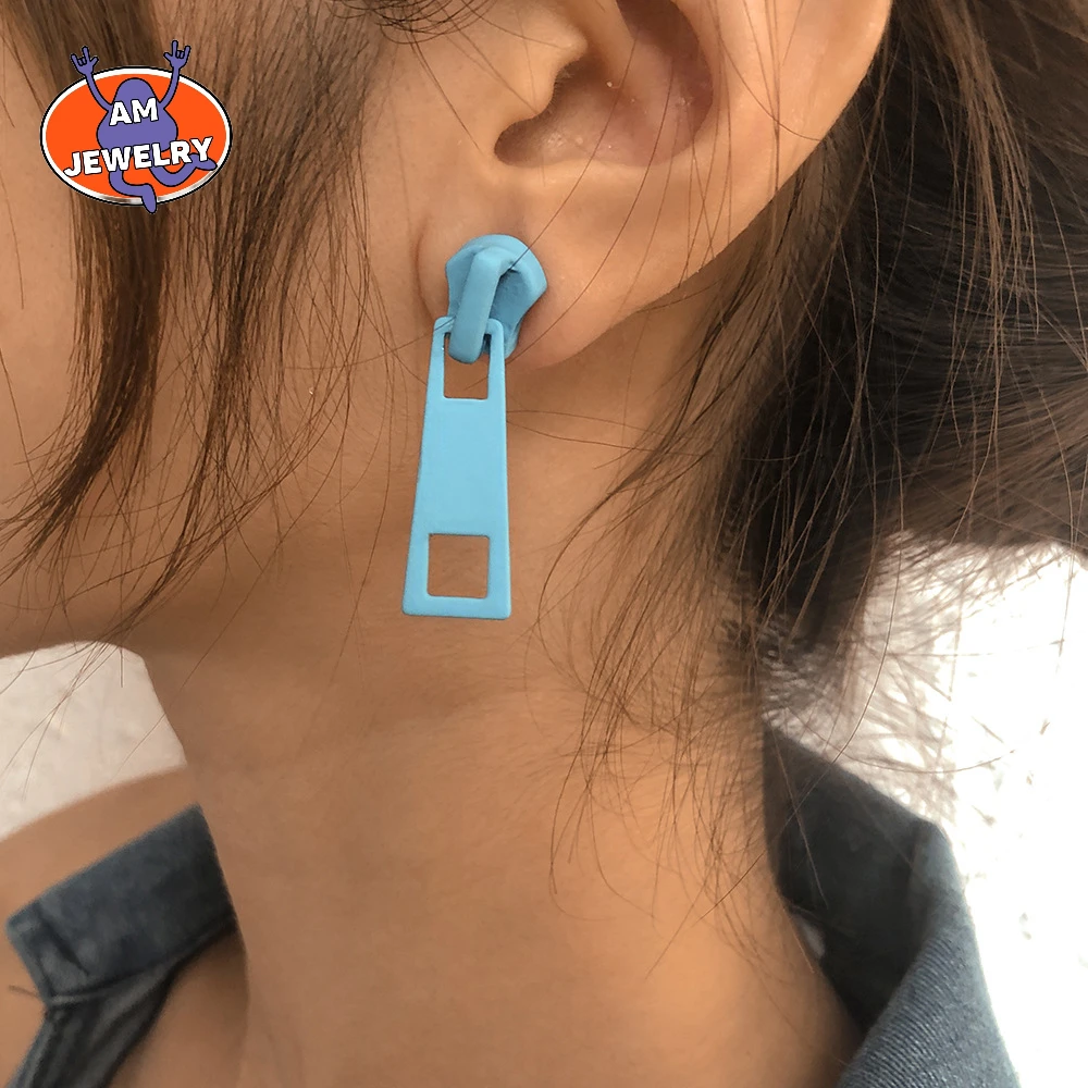 

New Creative Dangle Earrings Simple Zipper Earring Color Metal Personality Candy Color Earring Jewelry Funny Jewelry Gifts