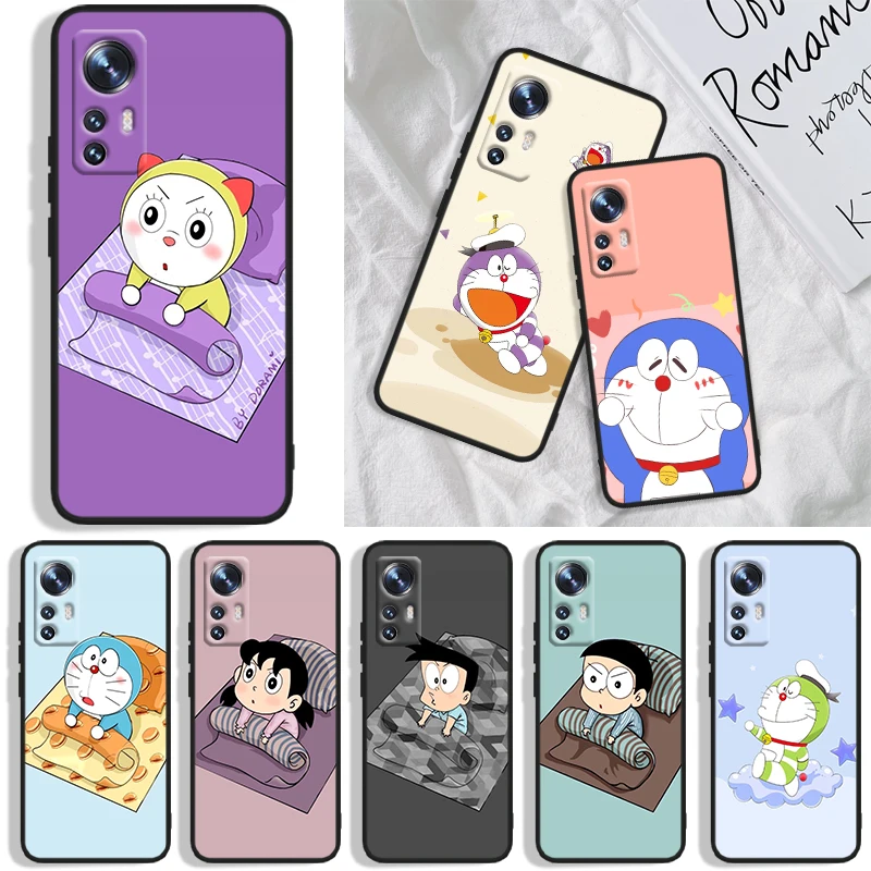 

Cute Cartoon Doraemon Phone Case For Xiaomi Mi A1(5X) A2(6X) A3(CC9E) Play Mix 3 8 9 9T Note 10 Lite Pro SE Black luxury Soft