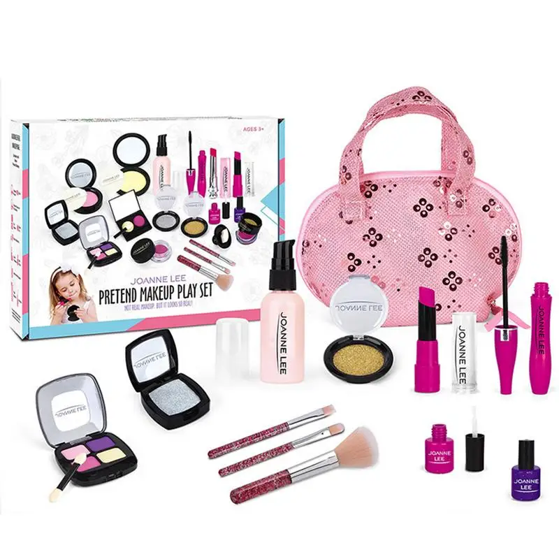 

Makeup Toys Fuuny Kids Makeup Kit For Girl With Cosmetic Bag Pretend Play Makeup Set Beauty Play House Little Princess Play For