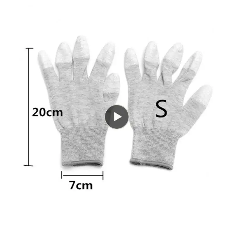

Carbon Fiber Anti Static Gloves Finger Dipping Non Slip Wear Resistant Electronic Work Industry Nylon PU Finger Gloves
