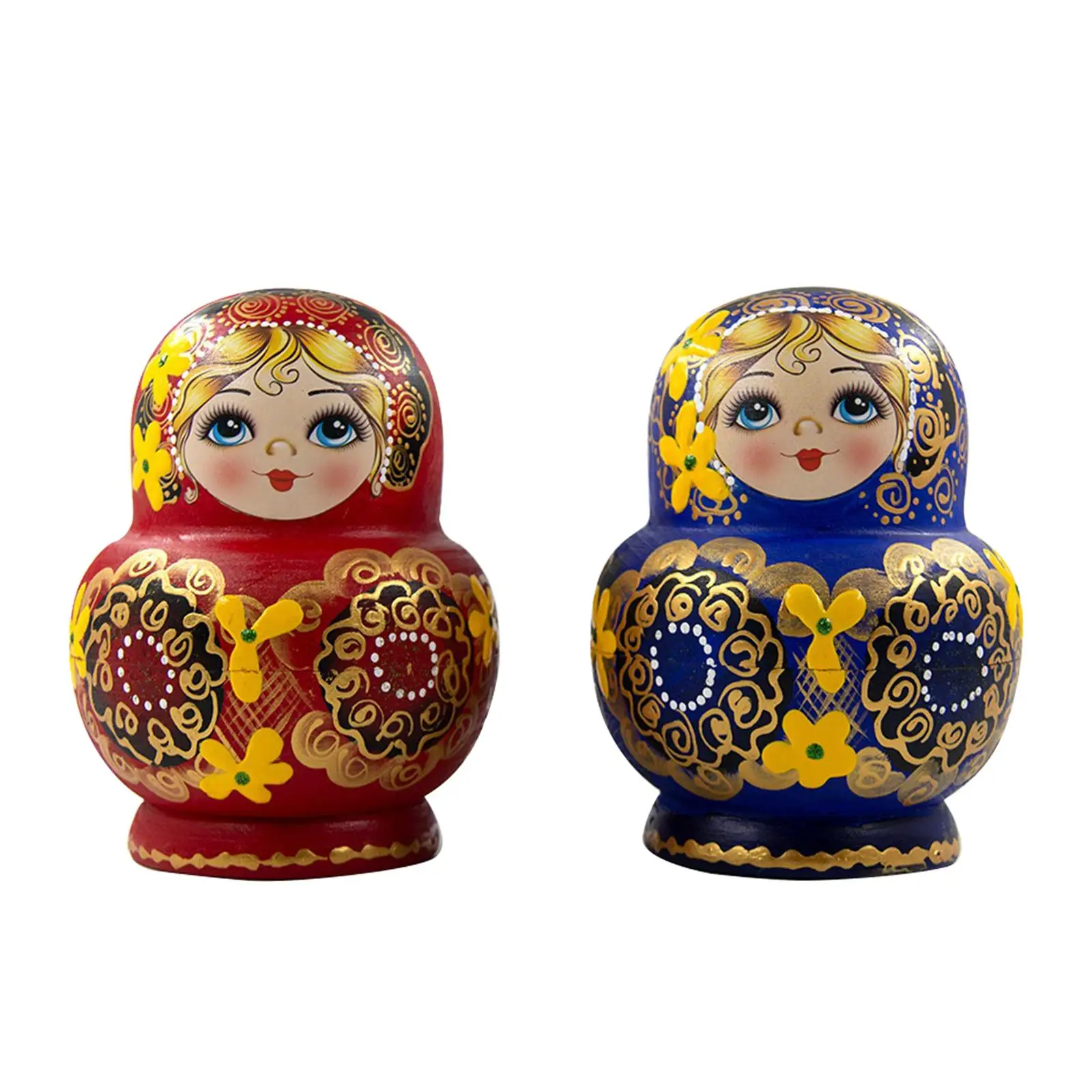 

10x Wood Nesting Dolls Matryoshka Dolls for Desktop Decoration Ornaments Collection Birthday Gift