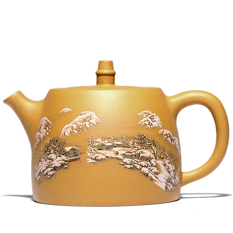 

Gold Section Mud Purple Clay Pot All Hand-painted Handuo 500ml Large Capacity Teapot Zisha Yixing Handmade Kung-fu Drinkware