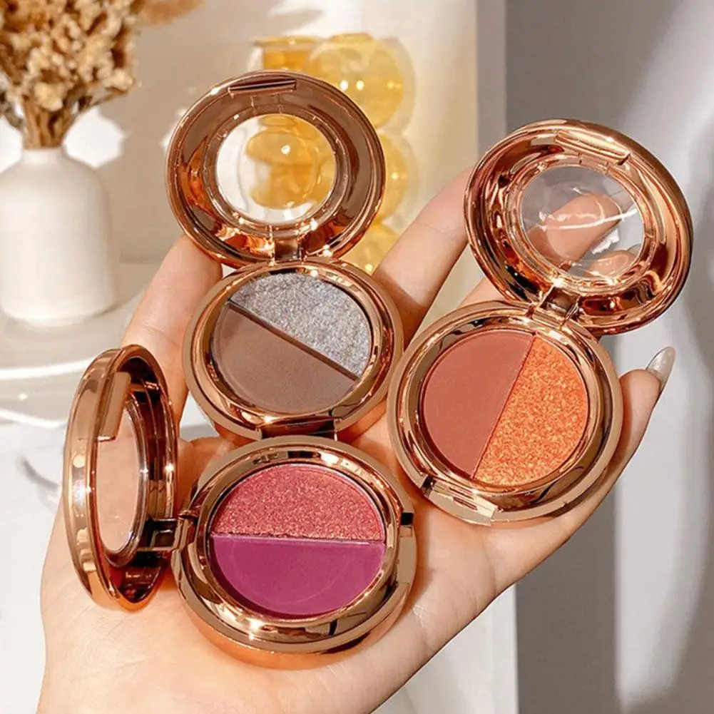 

2 Colors Eyeshadow Palette Matte & Shimmer Eye Shadow Makeup Eyeshadows Cosmetics Glitter Matte Powder Tone Eye Long Lastin Y0R6