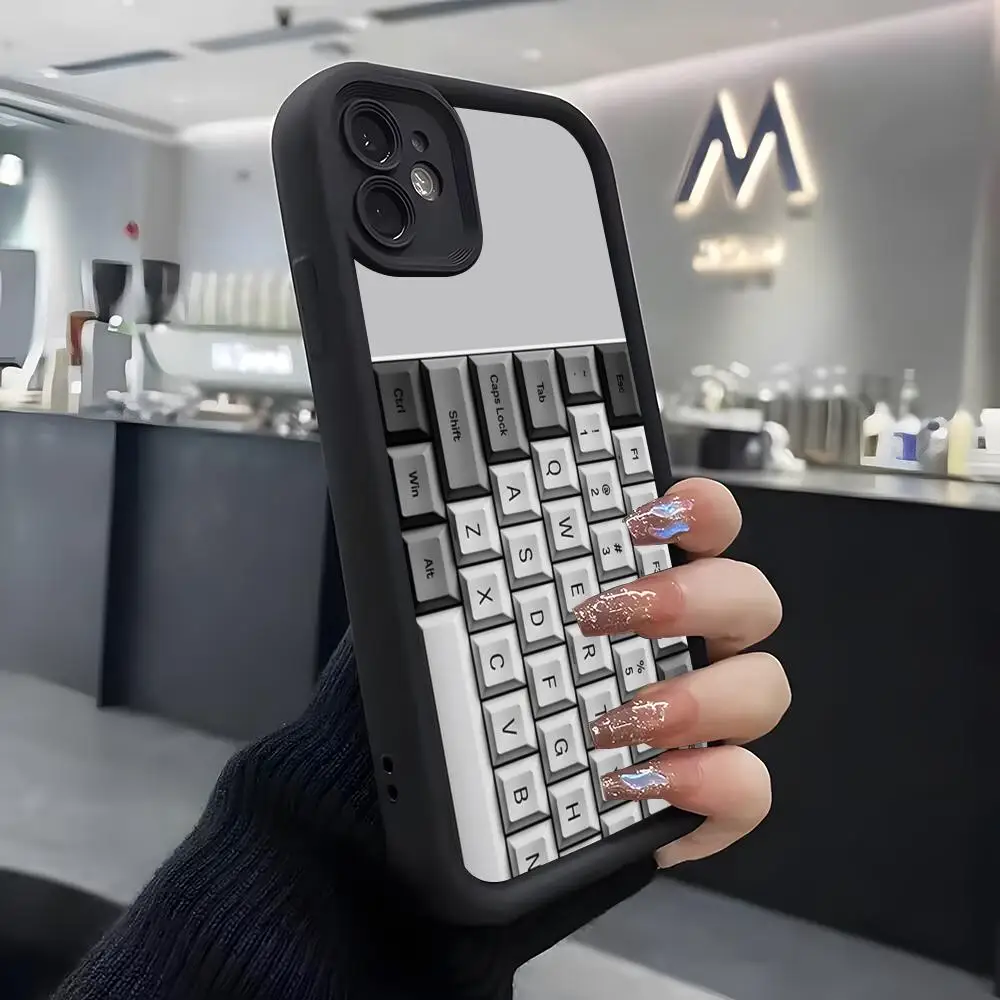 Фото Чехол-клавиатура для iPhone Air 17 Pro Max 16 E 15 14 Pro Max 13 12 11 Mini Plus, мягкий силиконовый, черный №3