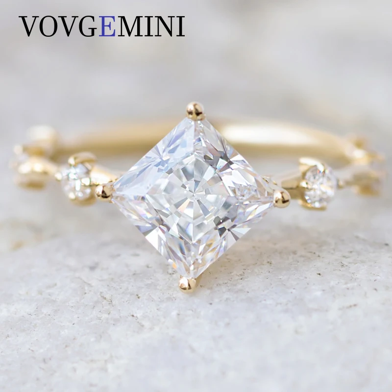 

VOVGEMINI Princess Cut Moissanite Rings 1.5carat 6.5mm Original Gold Wedding Ring 14k 18k Jewelry Woman Luxury With Certificated