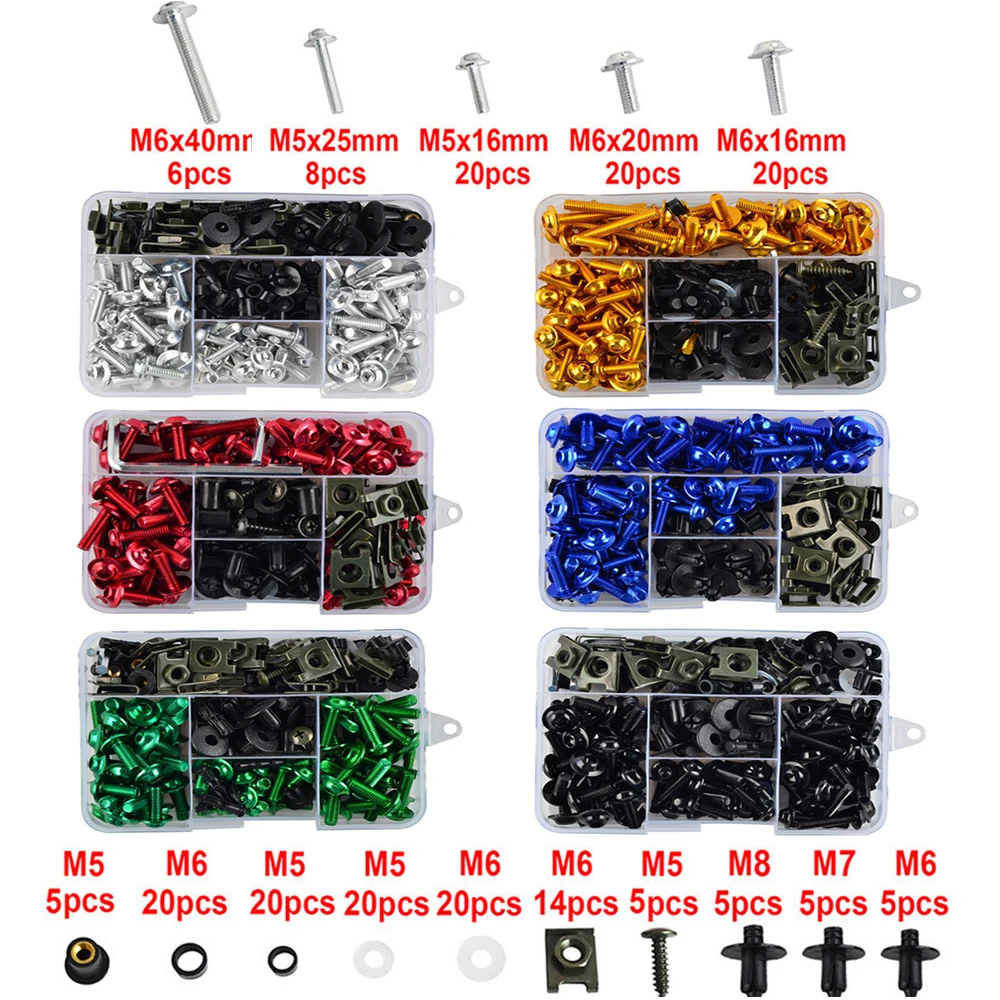 

For Aprilia RSV4 RS660 RS125 RS250 RS 660 125 V4 250 195Pcs Motorcycle Accessories Aluminum Fairing Bolt Screws Kit Nut Clips