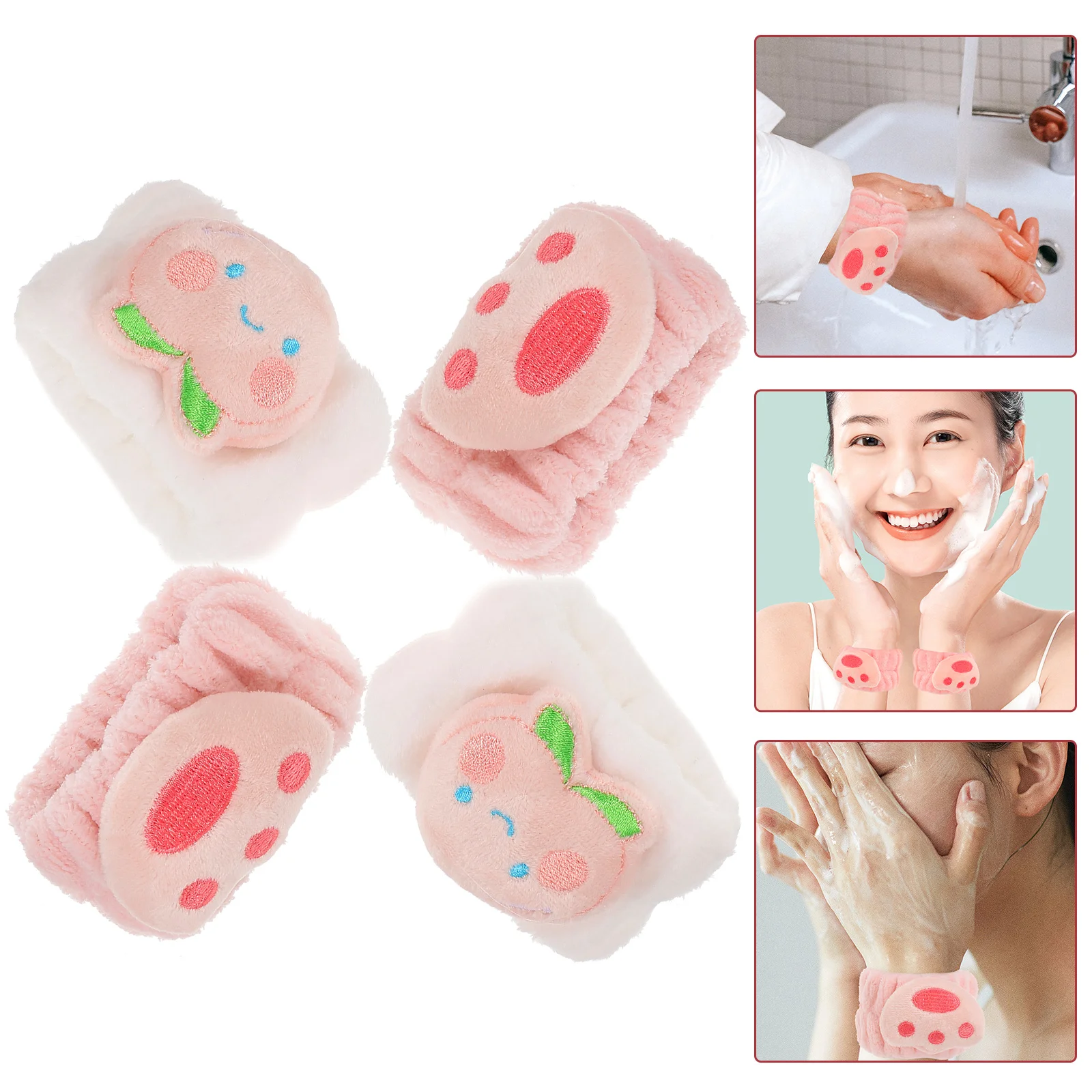 

2 Pairs Face Washing Wristbands Water Absorption Wrist Bands SPA Wristbands