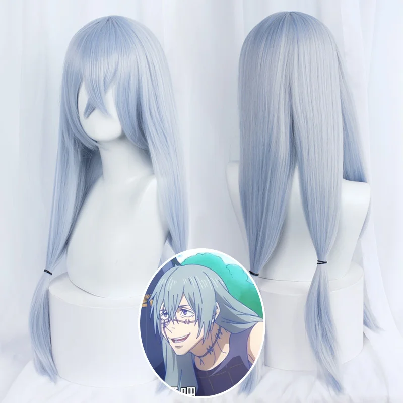 

Парик для косплея джутсу касин махито, термостойкие синтетические волосы для косплея аниме, длиной 70 см, серебристо-голубой и серый цвета