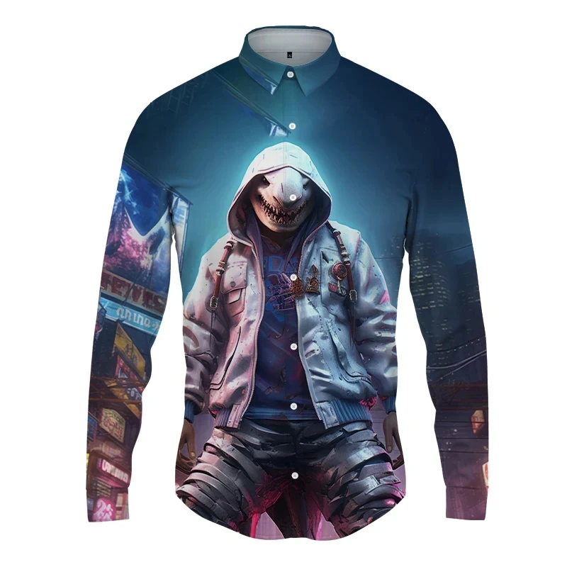 Мужская и Женская Повседневная рубашка с длинным рукавом 3D-принтом