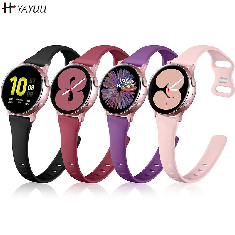 

YAYUU 20mm Slim Bands for Samsung Galaxy Watch 3 41mm Galaxy Active 2 40mm & Galaxy Watch 4 44mm Silicone Band Narrow Wristband