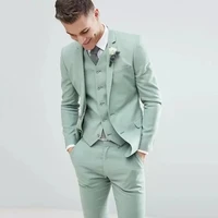 light green men suits wedding tuxedos notched lapel fashion groom formal wear slim fit blazer jacketpantvest costume homme