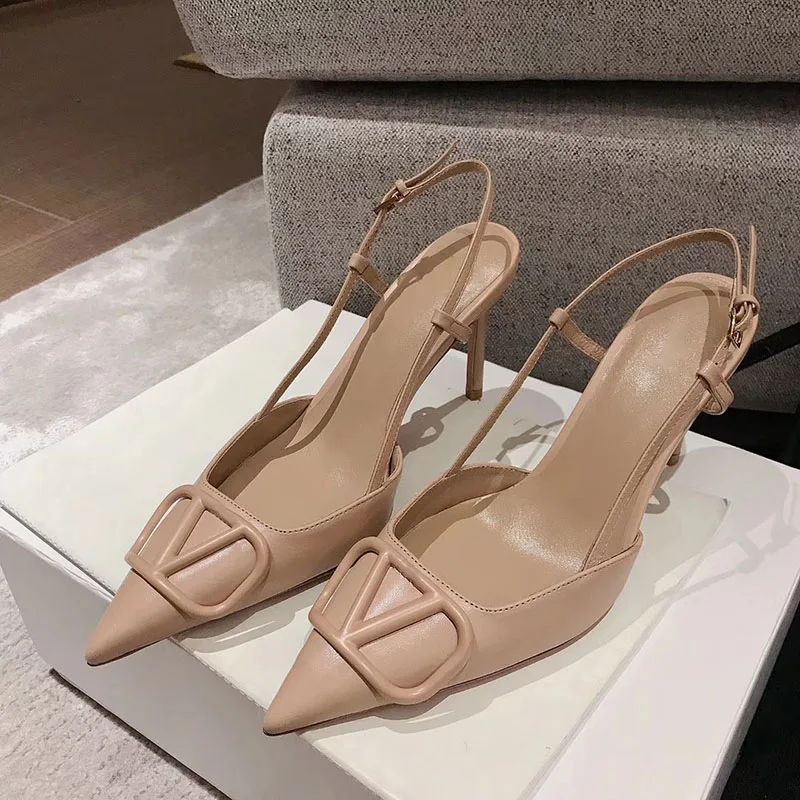 

Women's shoes new rhinestone pointed toe stiletto shallow mouth closed shoes cat heel strap high heel sandals