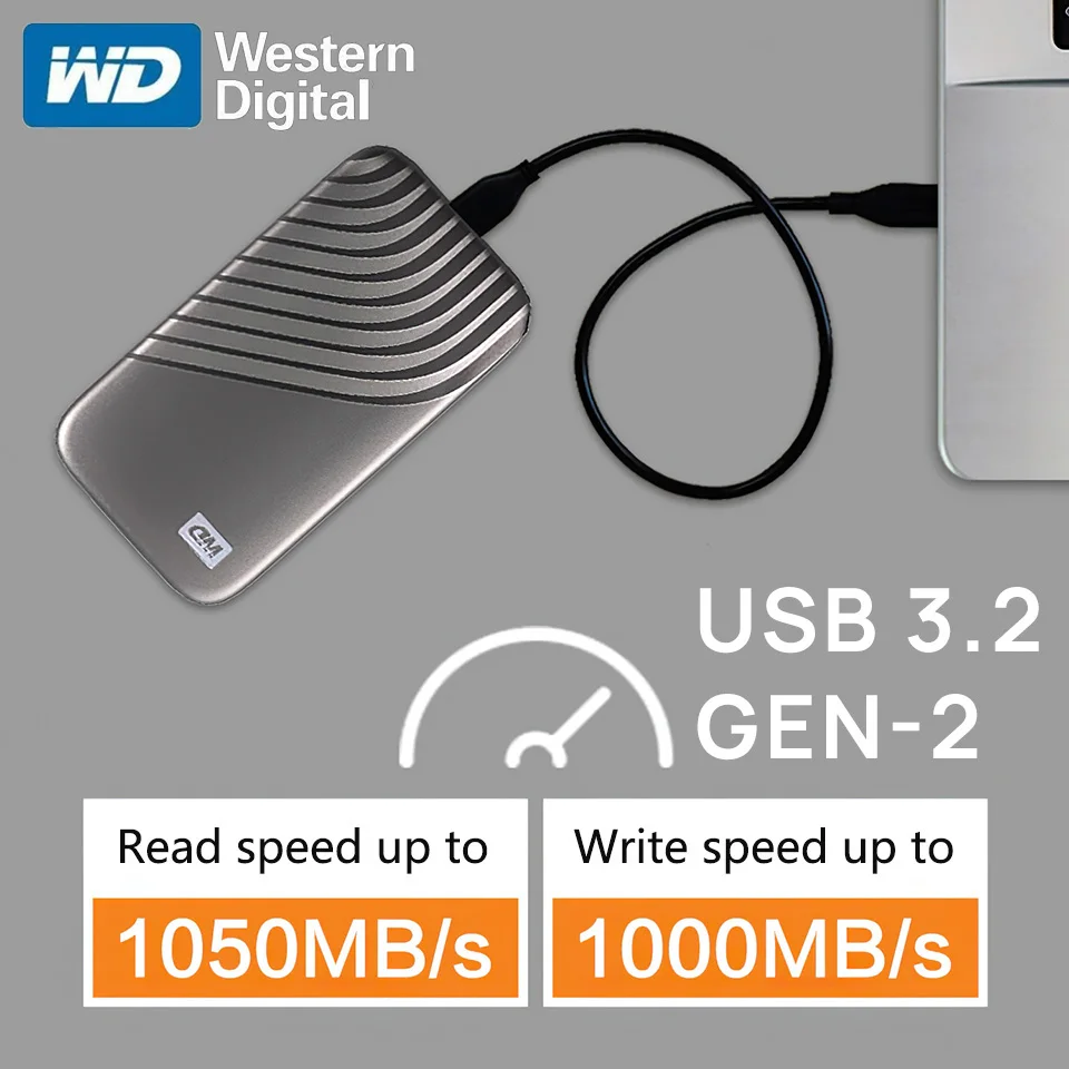 

Western Digital WD Portable SSD 500G 1TB 2TB 4T NVMe External Solid State Drive My Passport USB-C 3.2 Hard Drives for Laptop PC