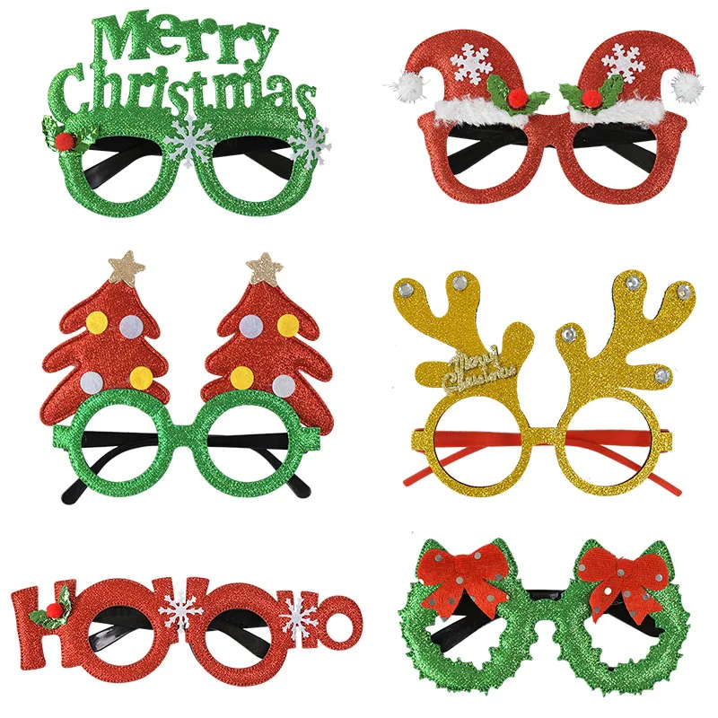 

Christmas Styles Glasses Frame for Kids Adult Navidad Noel Natal New Year Cosplay Party Prop Claus Santa Snowman Elk Eyeglasses