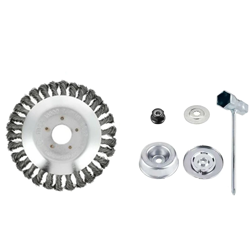 

JHD-6Pcs Steel Trimmer Head Brush Cutter Replacement Kit For String Trimmers Rust Removal Weed Grass Eater Head