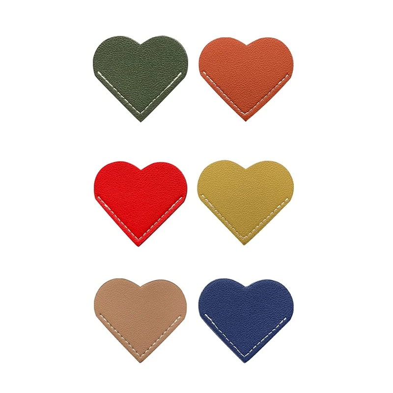 

6 Pack Leather Heart Bookmark for Women Handmade Bookmark Reading Cute Bookmarks Accessories