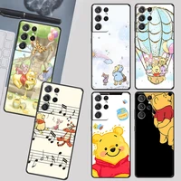 anime winnie the pooh case for samsung galaxy s22 s21 s20 ultra plus pro s10 s9 s8 s7 4g 5g tpu black phone cover capa coque