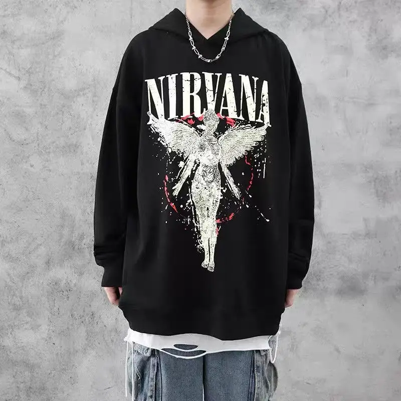 

Японский свободный осенне-зимний свитер большого размера с капюшоном Y2k Ins темная уличная одежда в стиле хип-хоп для мужчин и женщин плюс бар...