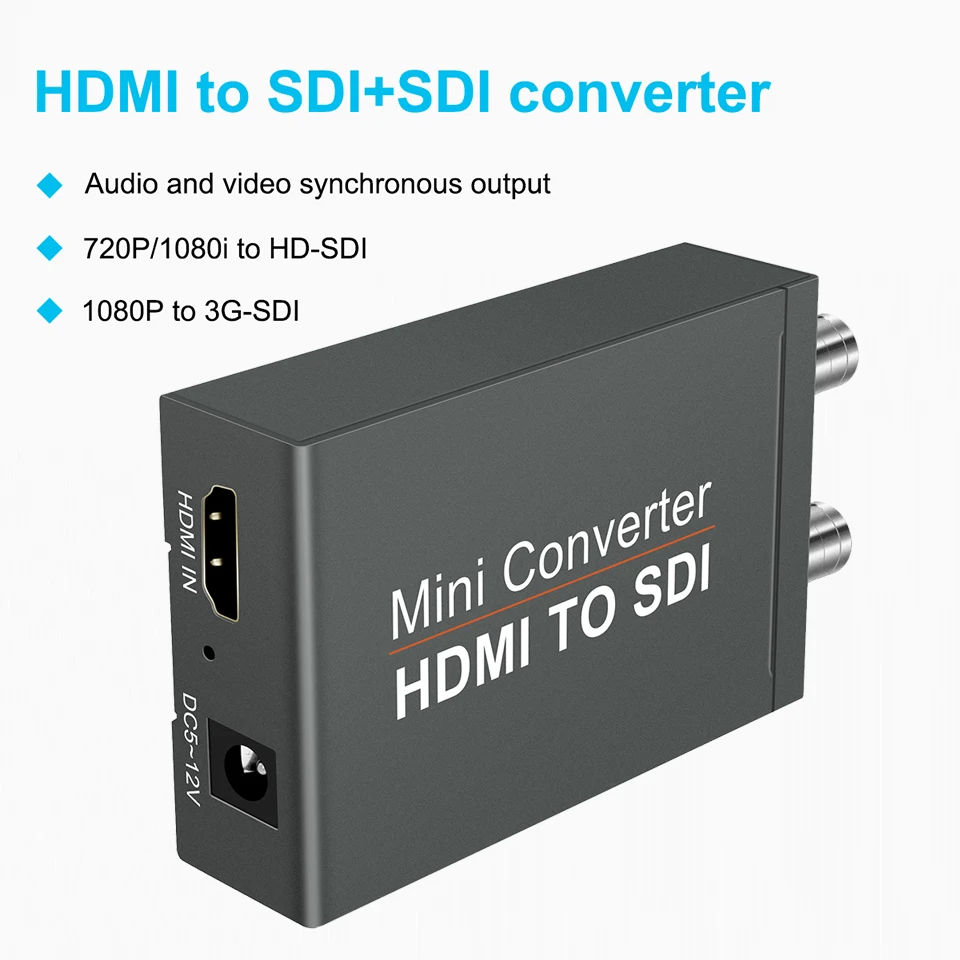Преобразователь HDMI в SDI, двойной адаптер SDI, видео преобразователь 1080 с функцией автоматического обнаружения аудиоформата, подходит для камер