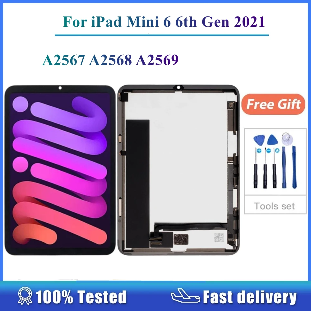 

Original For iPad Mini 6 Mini6 2021 A2567 A2568 A2569 LCD Touch Screen Digitizer Assembly Replacement Spare Part + Tools