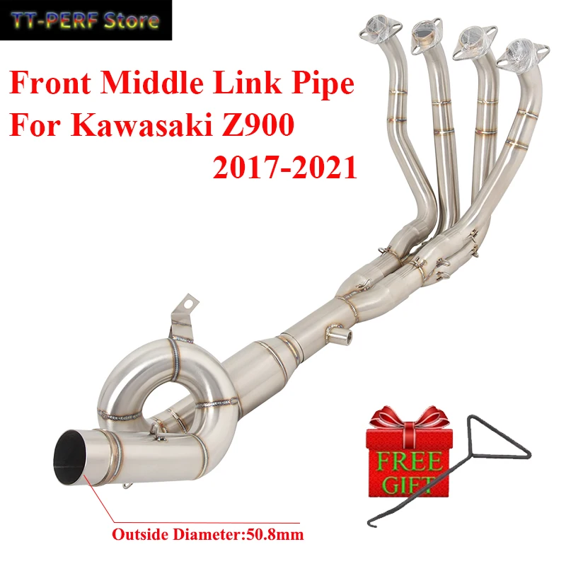 

Slip On For Kawasaki Z900 2017 - 2021 Motorcycle Exhaust Escape System Modified Annulus Front Mid Link Pipe Stainless 51mm Tube