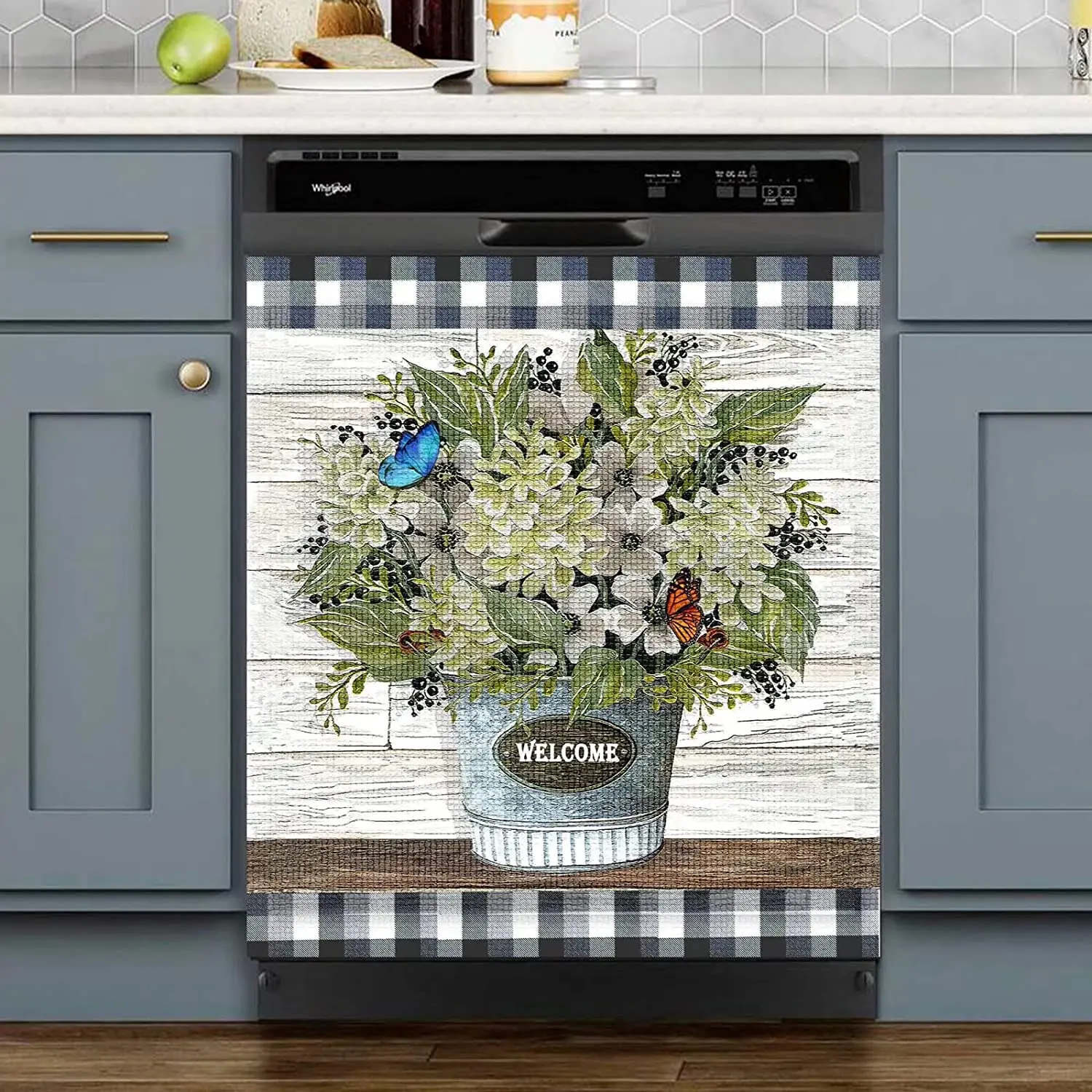 

Sportman Pastoral Style Vase Flower Kitchen Decorative Dishwasher Cover Magnet Sticker,Butterfly Washing Machine Refrigerator Pa