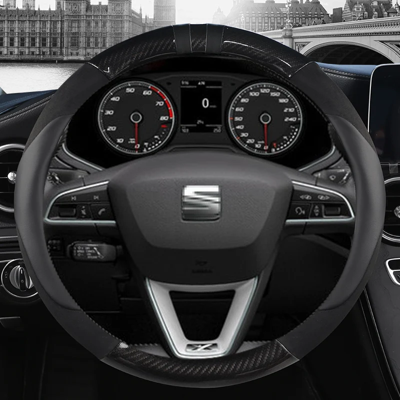 

Чехол рулевого колеса автомобиля для сиденья Леон 5F Mk3 2013-2021, карбон, кожаный