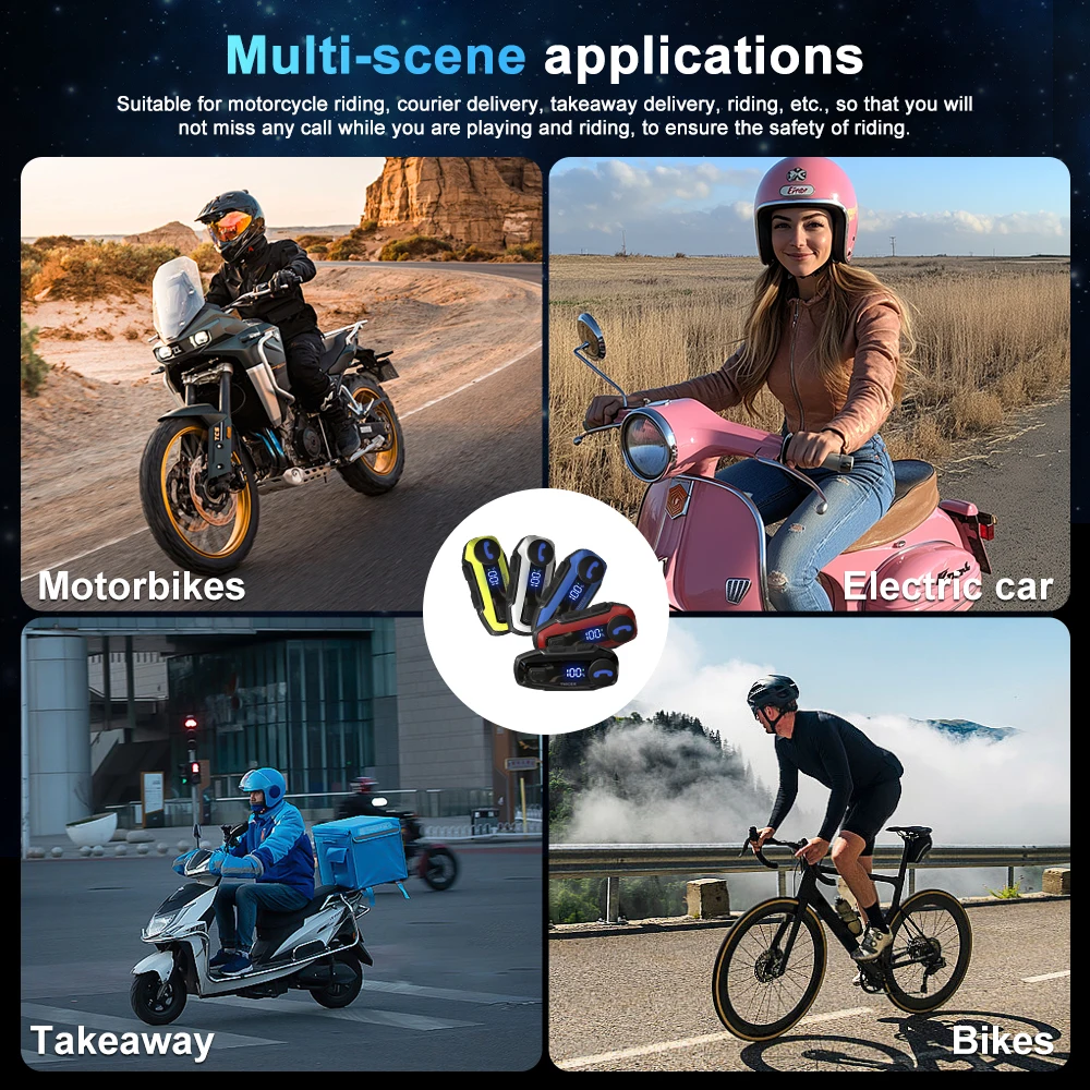 TNICER T6 Bluetooth-гарнитура для мотоциклетного шлема BT5.2 Беспроводные наушники