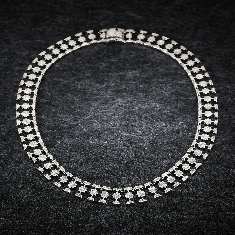 

APM STYLE High Quality 925 Sterling Silver Set Diamond Heavy Industry Necklace Cool Choker Temperament Atmosphere Gift