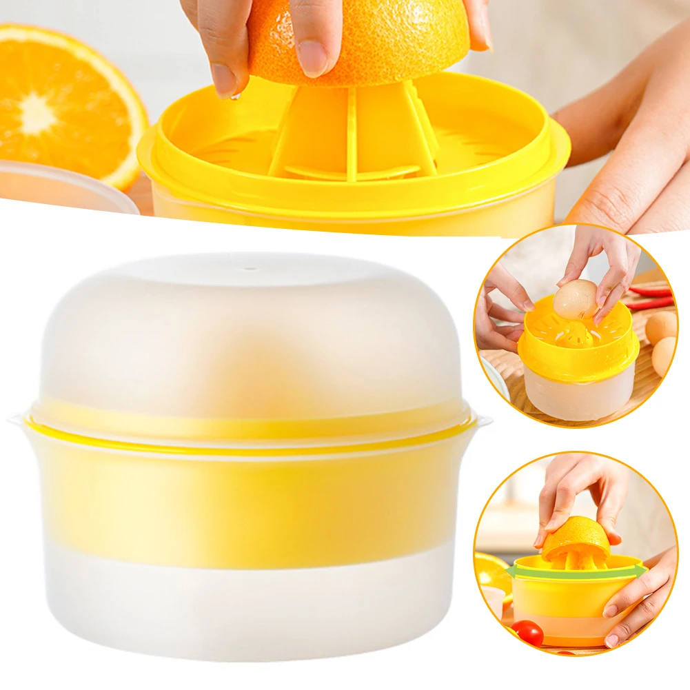 

2 In 1 Egg Separator Hand Press Orange Lemon Citrus Juicer With Lid Multifunctional Kitchen Accessories