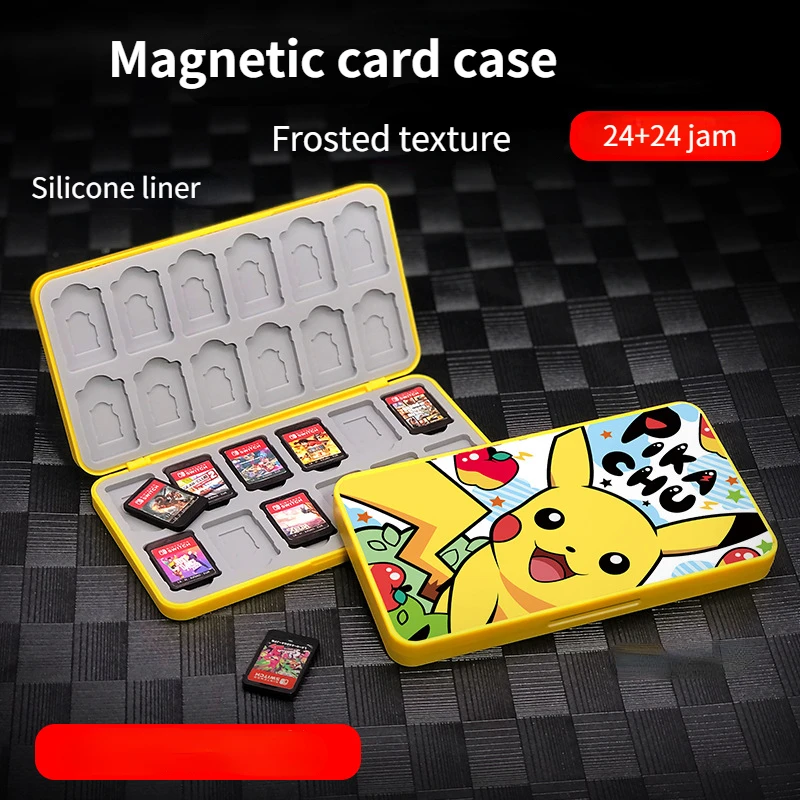 

Чехол для карт с покемоном, магнитная кассета, органайзер, 24 шт., большой емкости, силиконовый портативный детский подарок на Рождество
