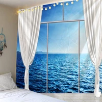 beautiful sea view 3d printed tapestry wall hanging decoration wall carpet bohemian hippie sheets home decoration sofa