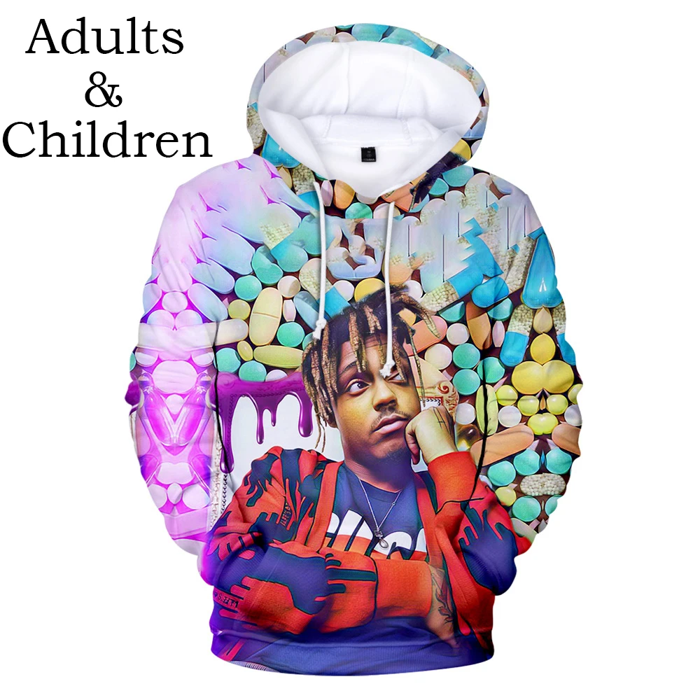 

Модные популярные толстовки с капюшоном и 3D-принтом высокого качества Singer Juice WRLD, мужские и женские толстовки, детские пуловеры, синяя одежд...