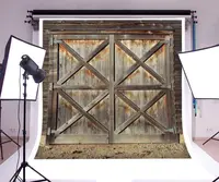 Rustic Barn Photography Backdrop Shabby Old Worn Brown Wooden Doors Front Background Countryside Style Kids Boy Girl Photo Prop
