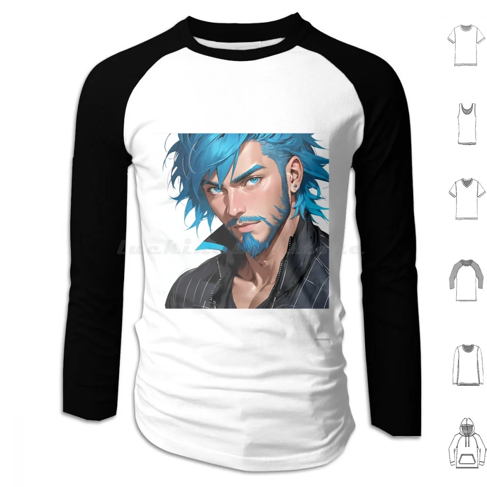 

Красочное изображение красивого мужчины, аниме стиль. Мужские толстовки с длинным рукавом, красивые красочные толстовки с изображением манли Скраффи из аниме бара