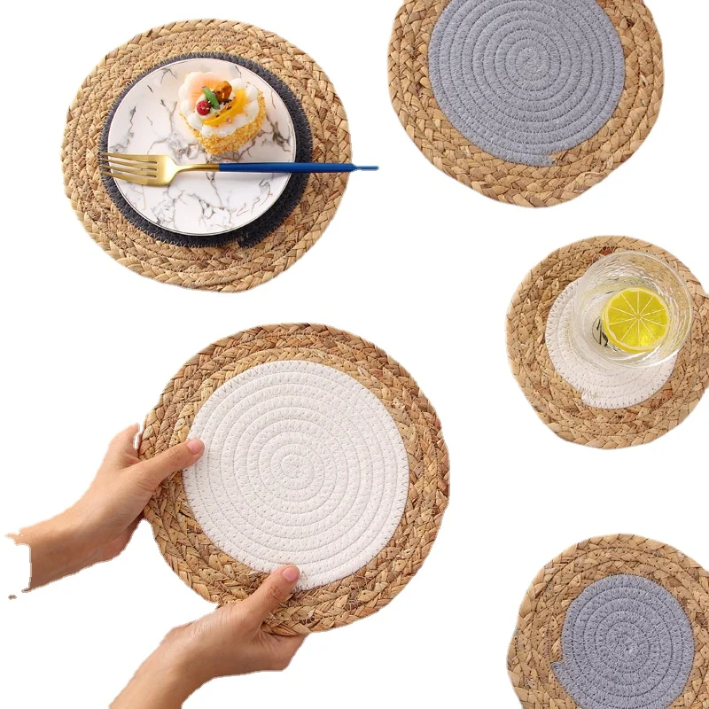 Японский хлопковый шнурок из соломы - двойная скатерть, долговечный теплостойкий коврик, ручная плетеная прихватка для горшков, подушка на кухонном обеденном столе.