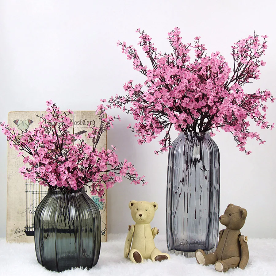 

Cherry Blossoms Artificial Flowers Baby's Breath Gypsophila Fake Flowers Home Wedding DIY Decoration Bouquet Faux Flowers Branch