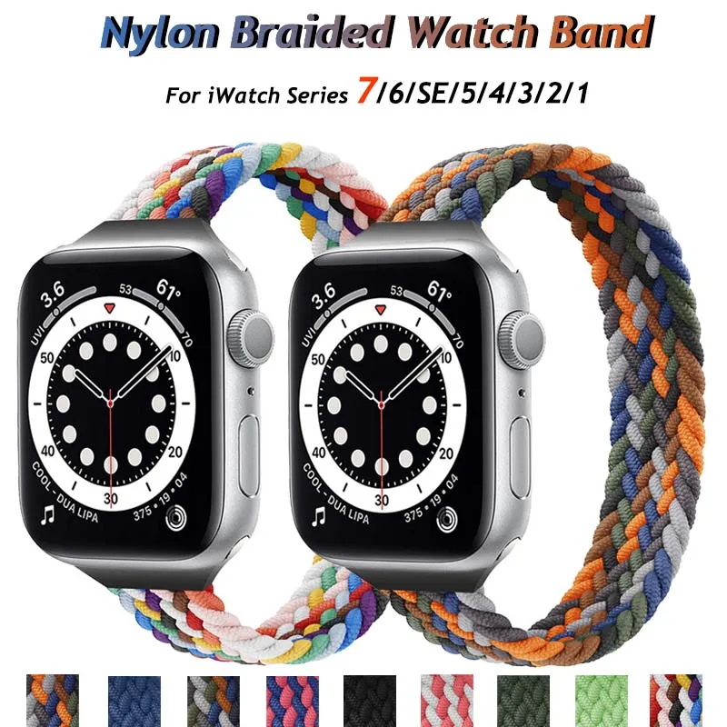 

Nylon braided solo loop For Apple watch 7 41mm 45mm 6 5 4 SE 44mm 40mm Adjustable elastic strap for iwatch 3 42mm 38mm Bracelet