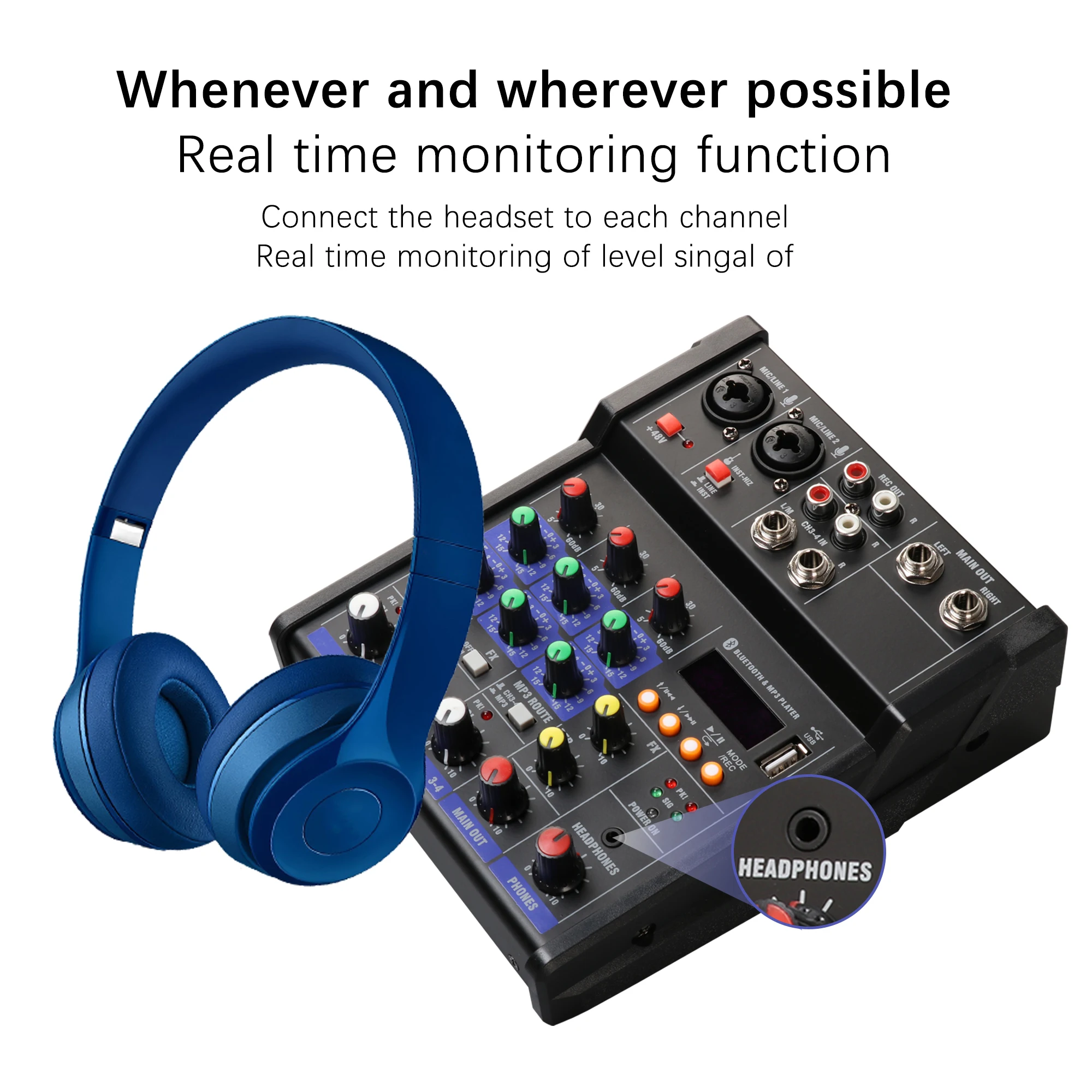 Консоль аудиомикшера R20- 4 канала с беспроводным микрофоном мини-микшер DJ Bluetooth