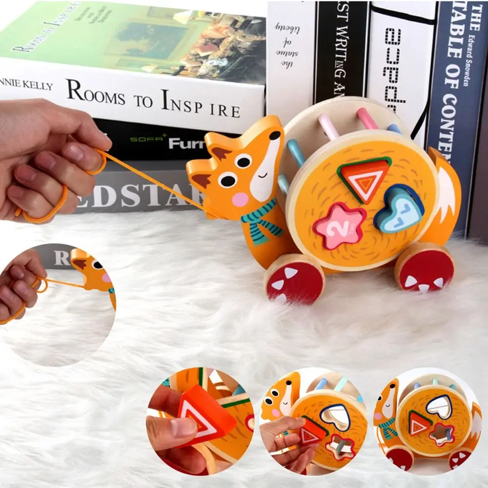 

Toddler Pushs And Pull Toys Baby Pull Along Walking Toys Colorful Shape Cognition Blocks Shape Sorter Toy For Kids
