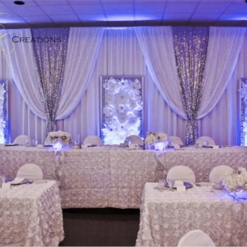 

3x6m Luxury White wedding backdrop with silver sequin swags Wedding Decoration