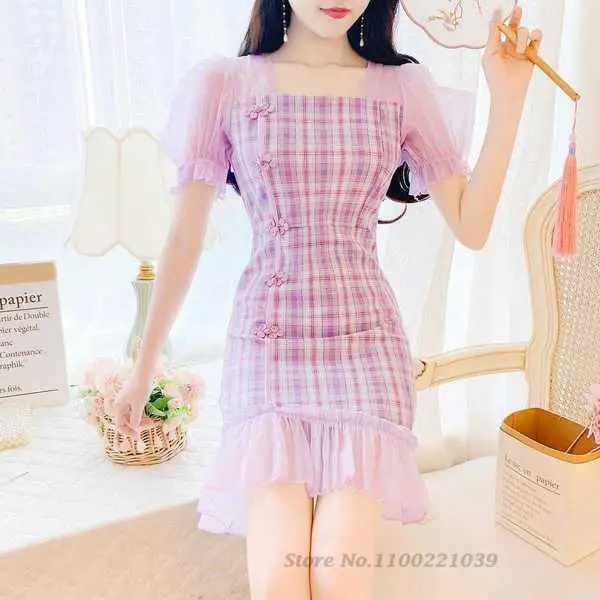 Кружевное платье-Ципао 2022, кружевное винтажное платье, женское традиционное китайское платье Ципао, милое китайское платье Ципао