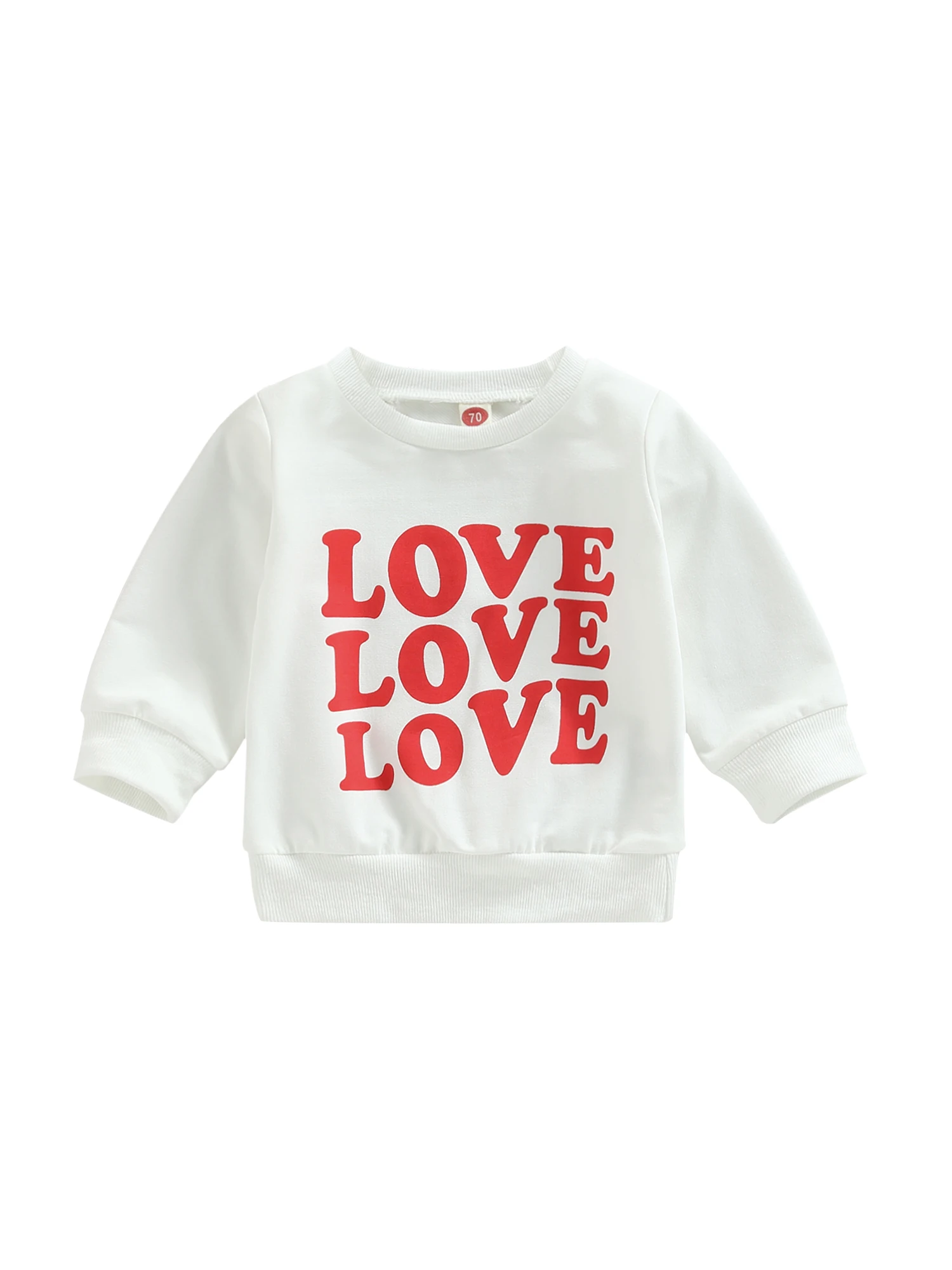 

Toddler Baby Valentine\u2019s Day Sweatshirt Long Sleeve Heart Letter Print Loose Pullover Tops