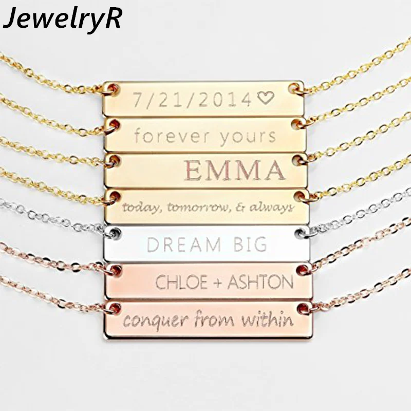 

JewelryR Custom Loog Strip Necklace Personalized Stainless Steel Chain Nameplate Pendant Jewelry Suitable For Women's Gifts