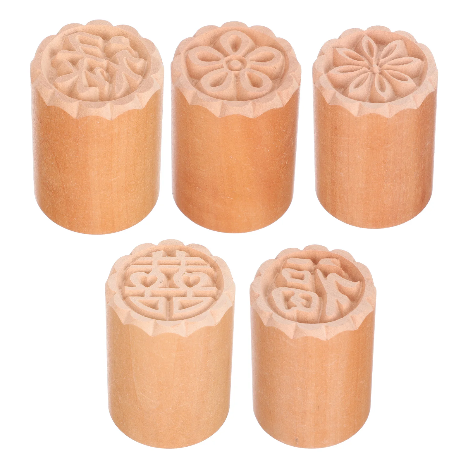 

5pcs Cake Baking Stamps Wood Dessert Decorating Stamps DIY Baking Molds