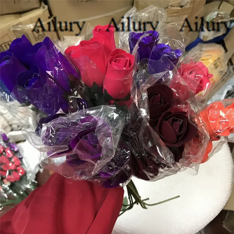 12Pcs 2.5Cm Artifical Flower Wooden Rose Spike Special Treatment Colorful Small Gifts Shopping Present Party Supplies Decorative - купить по