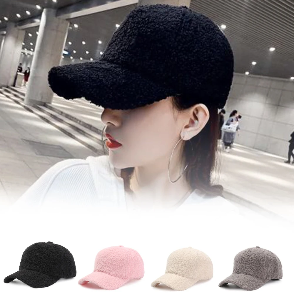 

Hot Sale Thicken Wool Baseball Cap Winter Warm Street Hip Hop Peaked Hats Sports Bone Casual Cap For Women Men