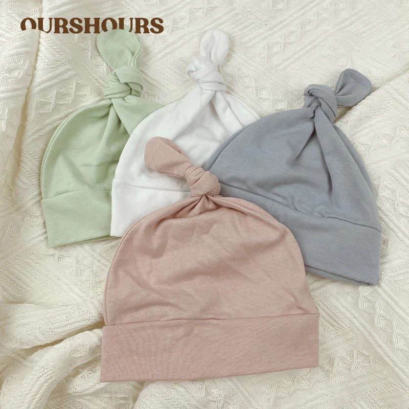 

Baby Solid Handmade Knotted Caps Cotton Soft Boys Girls Comfortable Warm Newborn Hat Beanies Clothing Decoration Infant Headwear